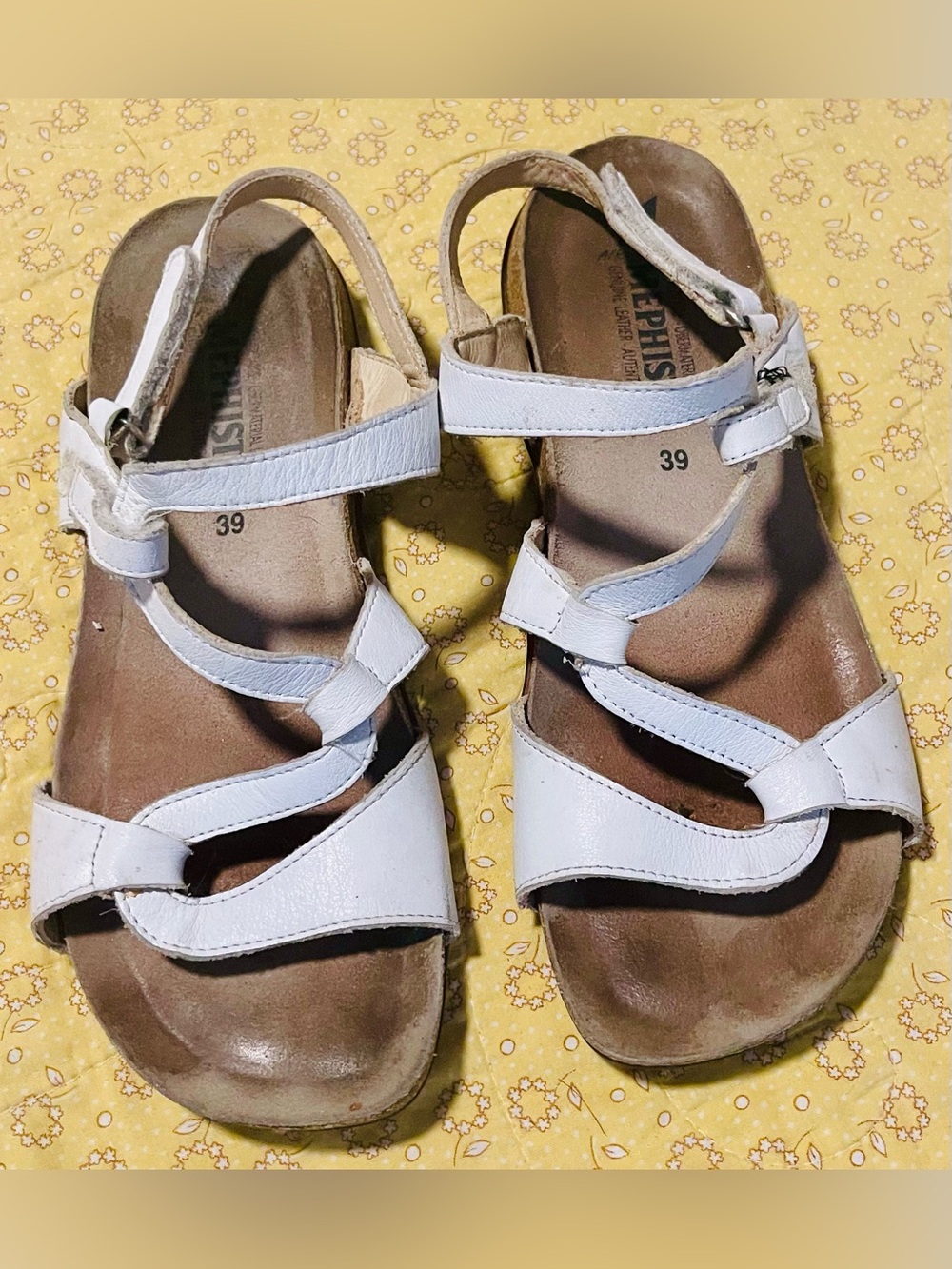 Mephisto Adelie Strappy Leather Comfort Sandals White Women's Size 39 (US 8.5-9)